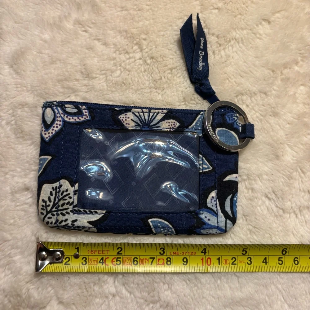 Vera Bradley ID Case Tropics Tapestry with Keyring Blue White Purple ZipUp - Picture 10 of 11